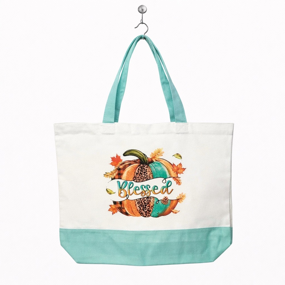 “Blessed” / Fall Canvas Tote Bag - Fall/Autumn Design